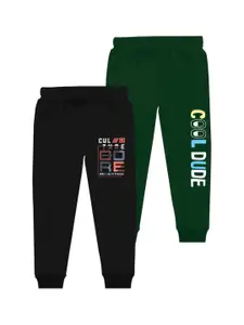 BAESD Boys Pack Of 2 Typography Printed Cotton Mid Rise Joggers