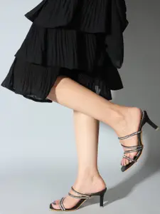 Sole Saga Embellished Open Toe Slim Heels