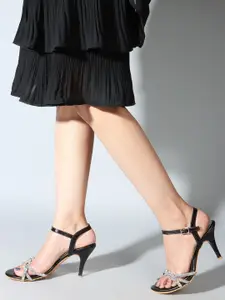 Sole Saga Embellished Open Toe Backstrap Slim Heels