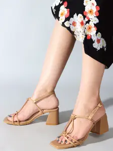Sole Saga Strappy Open Toe Backstrap Block Heels
