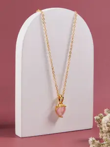 SATJEWEL Gold-Plated Heart Shaped Pendants with Chains