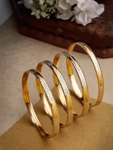 NVR Set Of 4 Gold-Plated Cubic Zirconia-Studded Bangles
