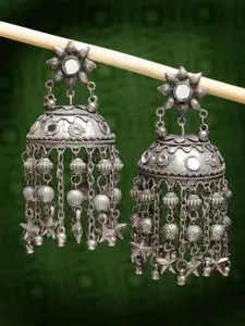 NVR Silver-Plated Oxidised Dome Shaped Jhumkas