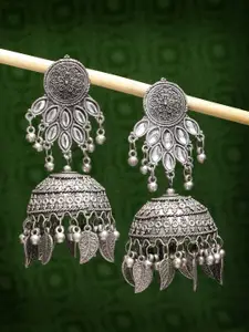 NVR Silver-Plated Oxidised Dome Shaped Jhumkas