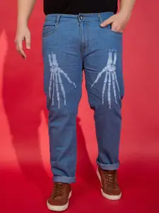 bigbanana Men Plus Size Low Distress Printed Stretchable Jeans