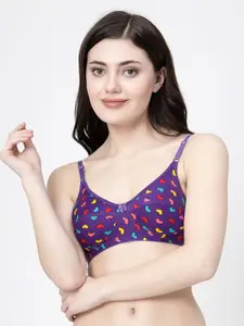 Docare Conversational Printed Full Coverage Non Padded Minimizer Bra- All Day Comfort