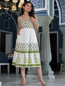 Vishudh Print Shoulder straps Fit and Flare Dress
