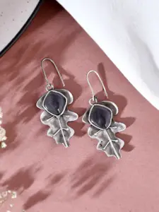 DASTOOR Silver-Plated Contemporary Oxidised Drop Earrings