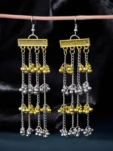 ATIBELLE Gold & Silver Plated & Ghunghroo Studded & Layered Drop Earrings