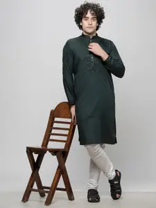 MAAHI FABS Mandarin Collar Floral Embroidered Thread Work Kurta