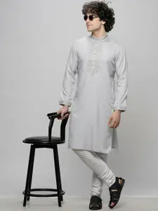 MAAHI FABS Mandarin Collar Thread Work Kurta