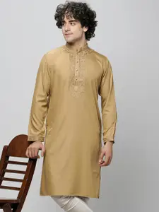 MAAHI FABS Mandarin Collar Thread Work Cotton Kurta
