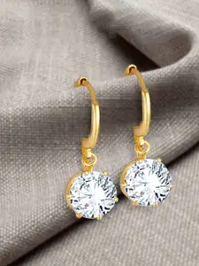 Vighnaharta Gold-Plated CZ Studded Antique Contemporary Drop Earrings