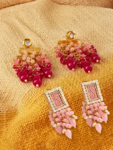 Zaveri Pearls Set of 2 Contemporary Gold-Plated Chandbalis Earrings