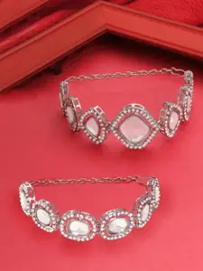 Zaveri Pearls Women 2 Silver-Plated Wraparound Bracelet