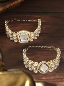 Zaveri Pearls Women 2 Gold-Plated Wraparound Bracelet