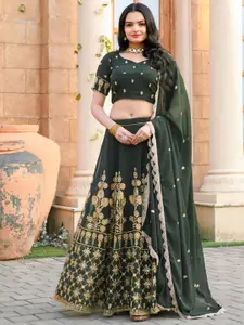 KALINI Embroidered Sequinned Semi-Stitched Lehenga & Unstitched Blouse With Dupatta