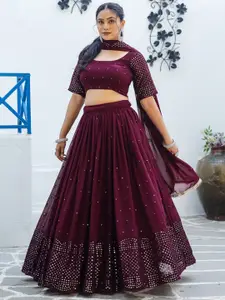 KALINI Embroidered Sequinned Semi-Stitched Lehenga & Unstitched Blouse With Dupatta