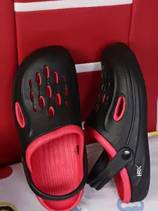 HRX by Hrithik Roshan Men Black & Red Self Design Clogs