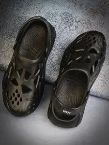HRX by Hrithik Roshan Men Black Self Design Rubber Clogs