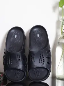 HRX by Hrithik Roshan Men Black Self Design Sliders