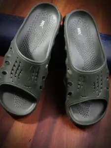 HRX by Hrithik Roshan Men Olive Green Self Design Clogs
