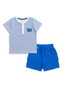 JusCubs Boys Striped T-shirt with Shorts