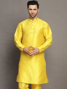 Utsav Fashion Long Sleeves Mandarin Collar Art Silk Thread Work Summer Sheers Kurta