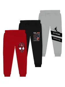 BAESD Boys Pack Of 3 Typography Printed Cotton Joggers