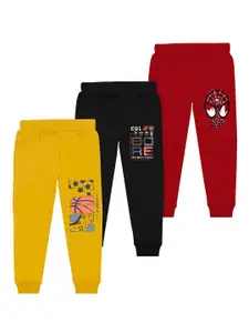 BAESD Boys Pack Of 3 Printed Cotton Mid Rise Joggers