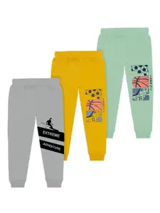 BAESD Boys Pack Of 3 Cotton Typography Mid-rise Track Pants