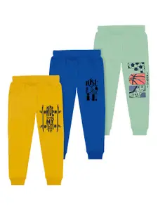 BAESD Boys Pack Of 3 Mid-Rise Typography Printed Cotton Joggers