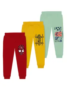 BAESD Boys Pack Of 3 Mid-Rise Typography Printed Cotton Joggers