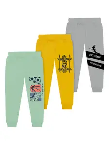 BAESD Boys Pack Of 3 Printed Cotton Mid Rise Joggers