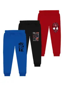 BAESD Boys Pack Of 3 Mid-Rise Typography Printed Cotton Joggers