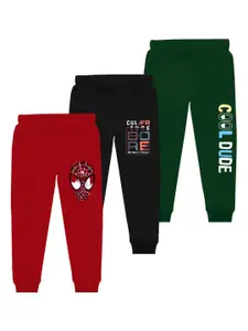 BAESD Boys Pack Of 3 Printed Cotton Mid Rise Joggers