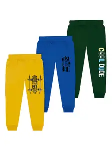 BAESD Boys Pack Of 3 Typography Printed Cotton Joggers