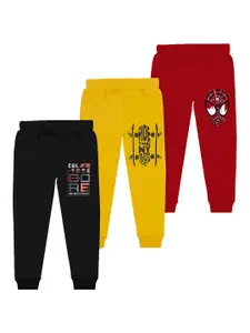 BAESD Boys Pack Of 3 Typography Printed Cotton Joggers