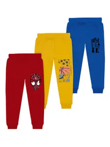 BAESD Pack Of 3 Boys Cotton Typography Mid-Rise Track Pants