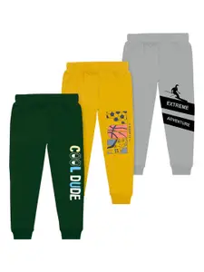 BAESD Boys Pack Of 3 Mid-Rise Typography Printed Cotton Joggers