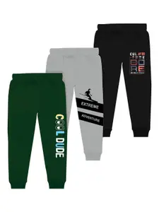 BAESD Boys Pack Of 3 Mid-Rise Typography Printed Cotton Joggers