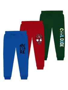 BAESD Boys Pack Of 3 Typography Printed Cotton Joggers