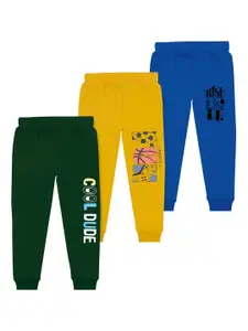 BAESD Boys Pack Of 3 Mid-Rise Typography Printed Cotton Joggers