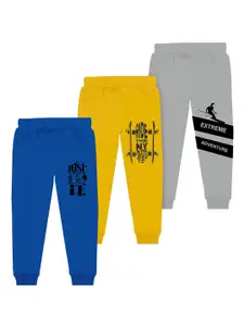 BAESD Boys Pack Of 3 Typography Printed Cotton Mid Rise Joggers