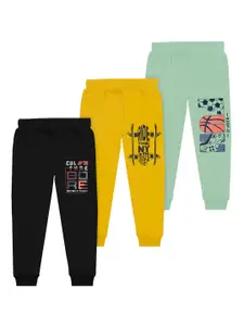 BAESD Boys Pack of 3 Typography Printed Cotton Joggers