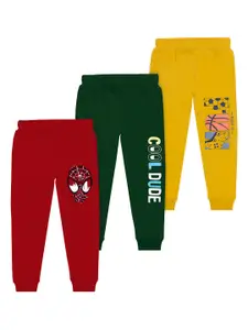 BAESD Boys Pack Of 3 Graphic Printed Cotton Mid Rise Joggers