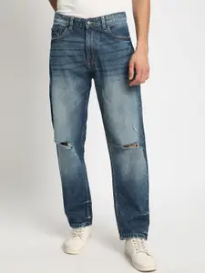 Bene Kleed Men Straight Fit Slash Knee Heavy Fade Whiskers Pure Cotton Jeans