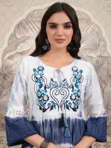 Vishudh Tie and Dye Print Flared Sleeve Fit & Flare Dress