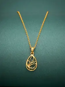Ramdev Art Fashion Jwellery Leaf Shape Brass Gold-Plated Necklace