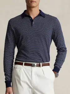 Polo Ralph Lauren Striped Polo Collar Pure Cotton Pullover Sweater
